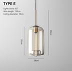 Elara Haus Modern Minimalist Brass & Smoked Glass Pendant