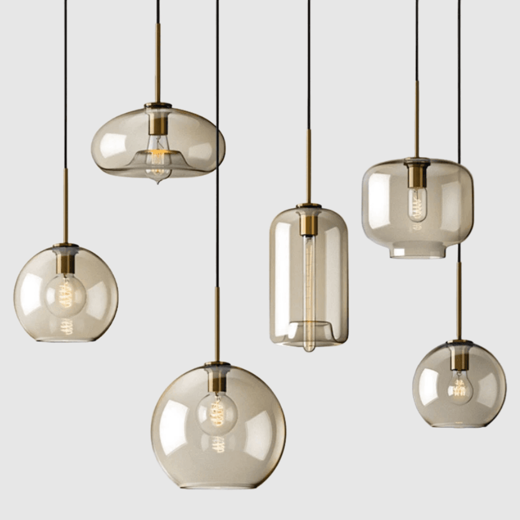 Elara Haus Modern Minimalist Brass & Smoked Glass Pendant