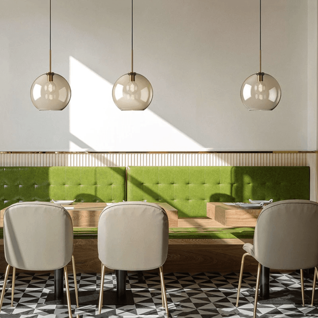Elara Haus Modern Minimalist Brass & Smoked Glass Pendant