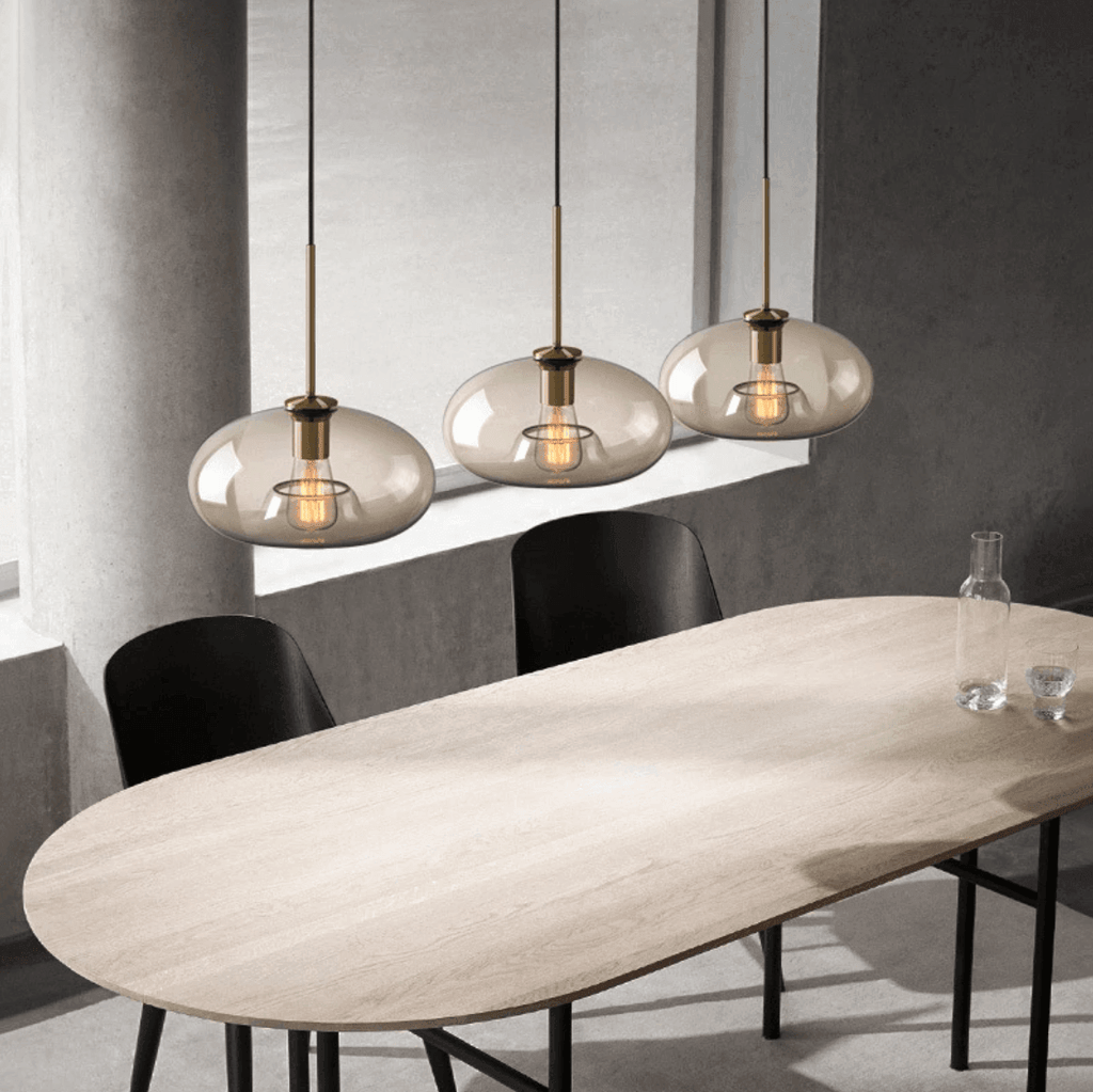 Elara Haus Modern Minimalist Brass & Smoked Glass Pendant
