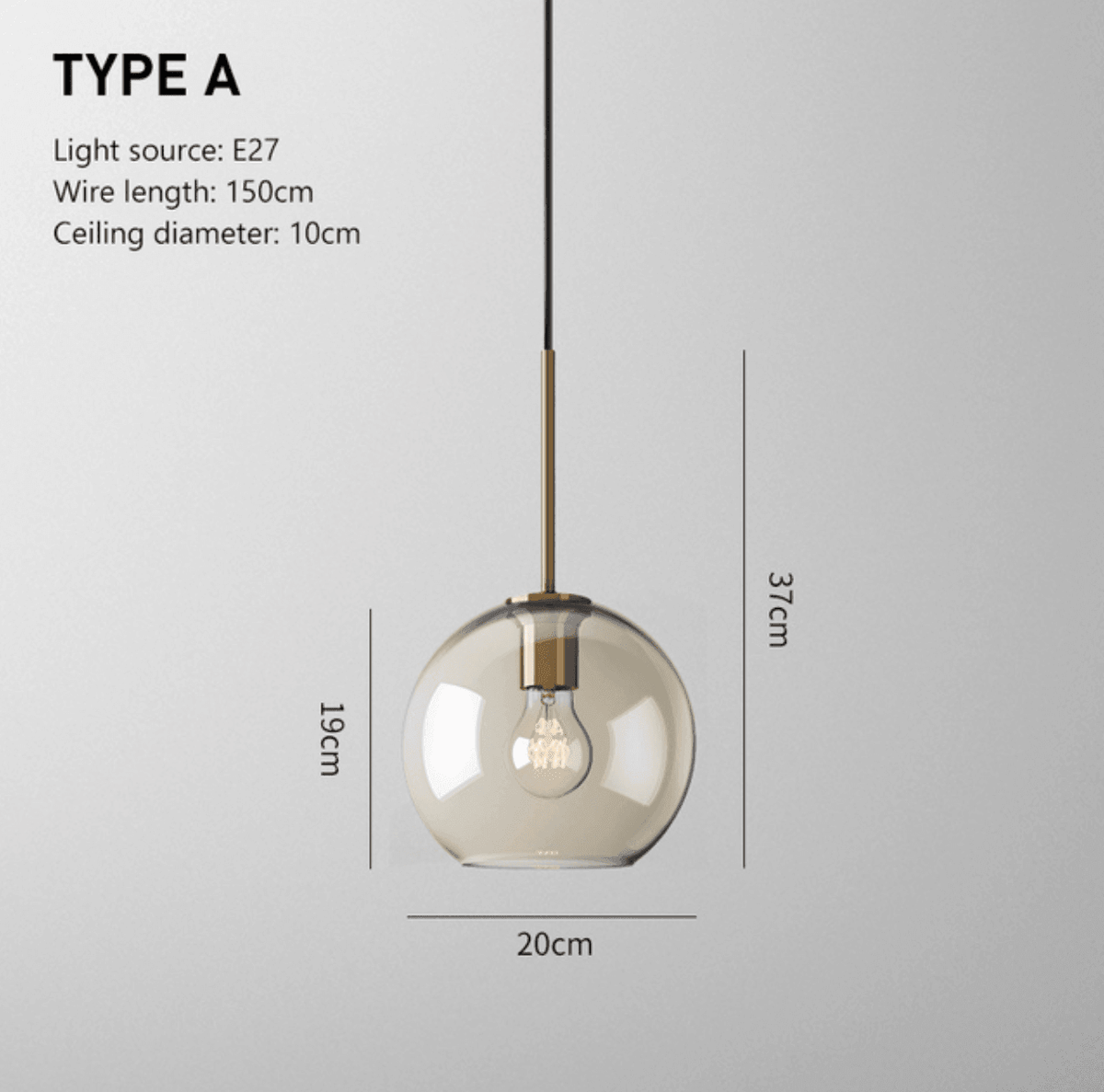 Elara Haus Modern Minimalist Brass & Smoked Glass Pendant