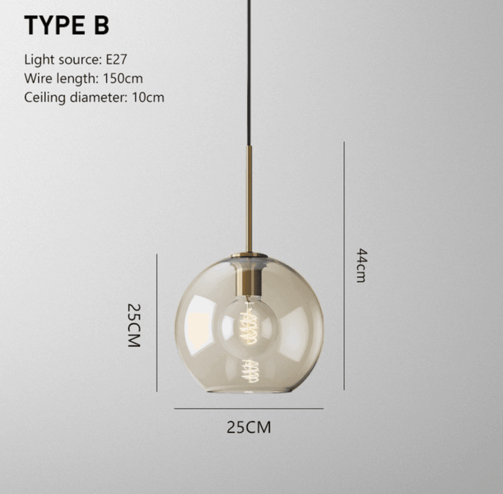 Elara Haus Modern Minimalist Brass & Smoked Glass Pendant