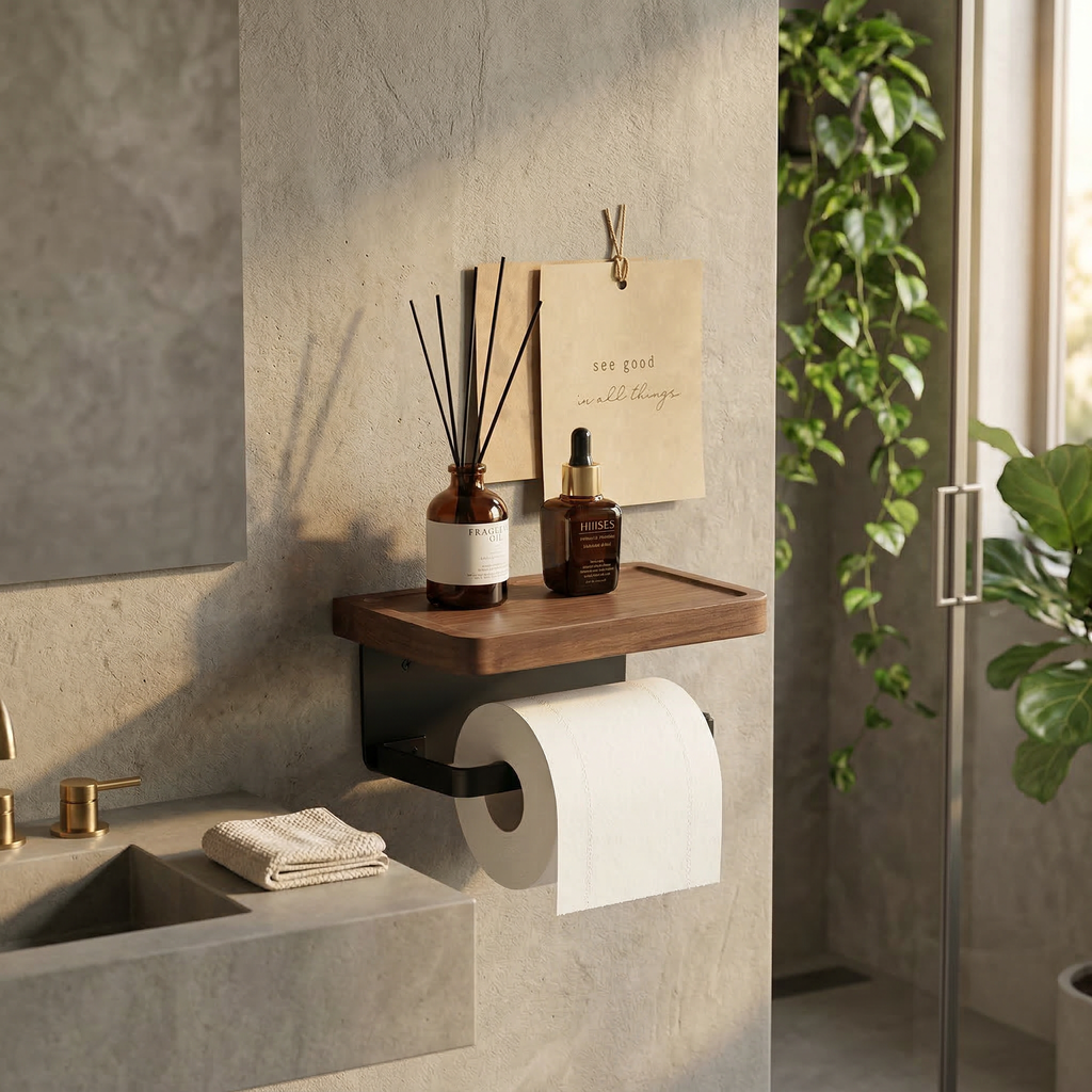 Supporto a Muro Moderno Organico in Noce Elara Haus