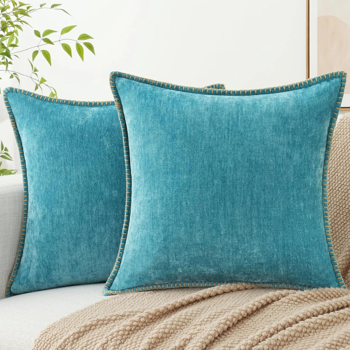 Elara Haus Moderno Coprisedile Quadrato in Chenille Testurizzato Ispirato allo Stile Scandi