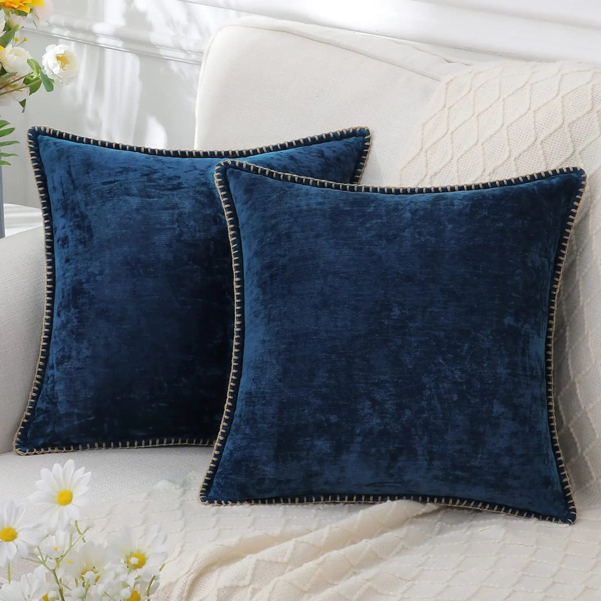 Elara Haus Moderno Coprisedile Quadrato in Chenille Testurizzato Ispirato allo Stile Scandi