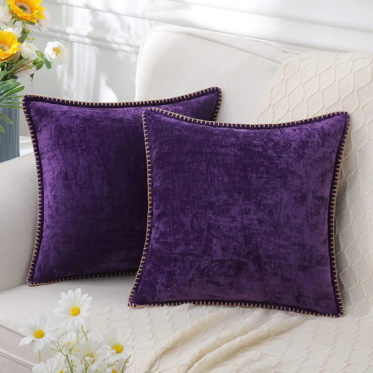 Elara Haus Moderno Coprisedile Quadrato in Chenille Testurizzato Ispirato allo Stile Scandi