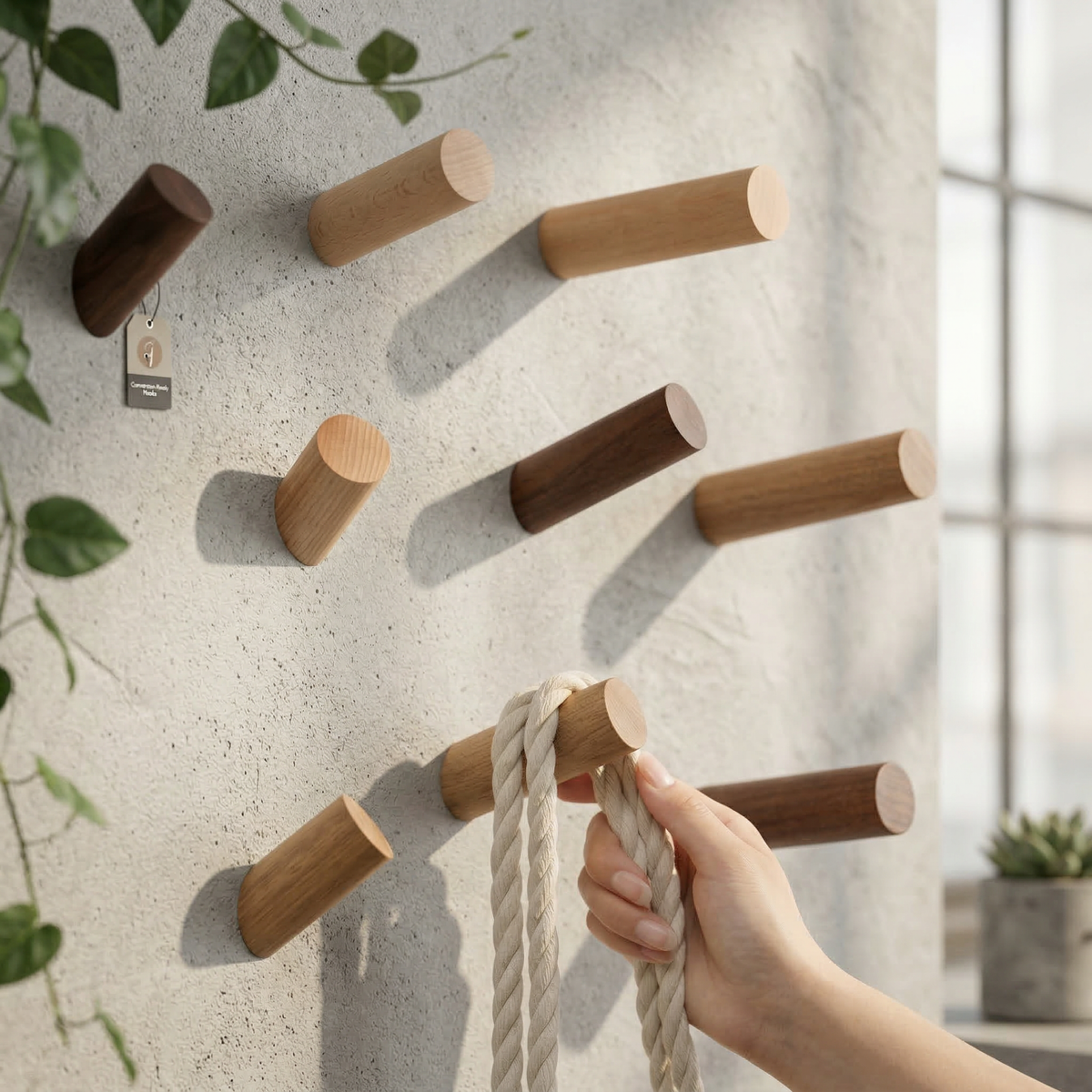 Elara Haus Gancio da Parete Angolare in Legno Moderno