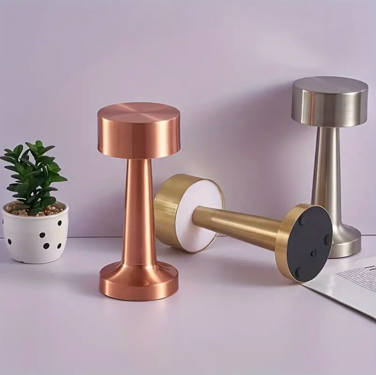 Elara Haus ModernArt Lampada da Tavolo Senza Fili - LED Dimmerabile, Controllo Touch e Ricaricabile