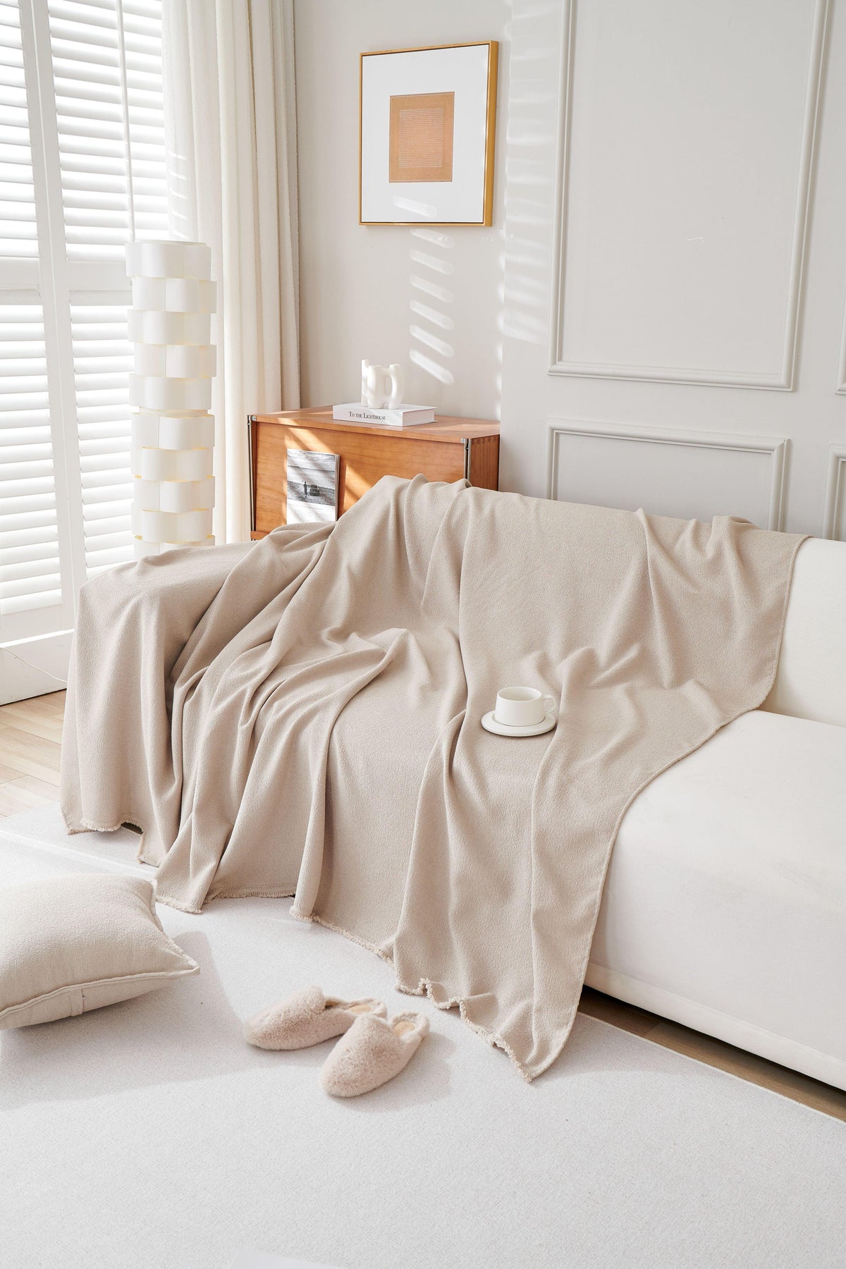 Elara Haus Mousoon Throw - Tè Latte