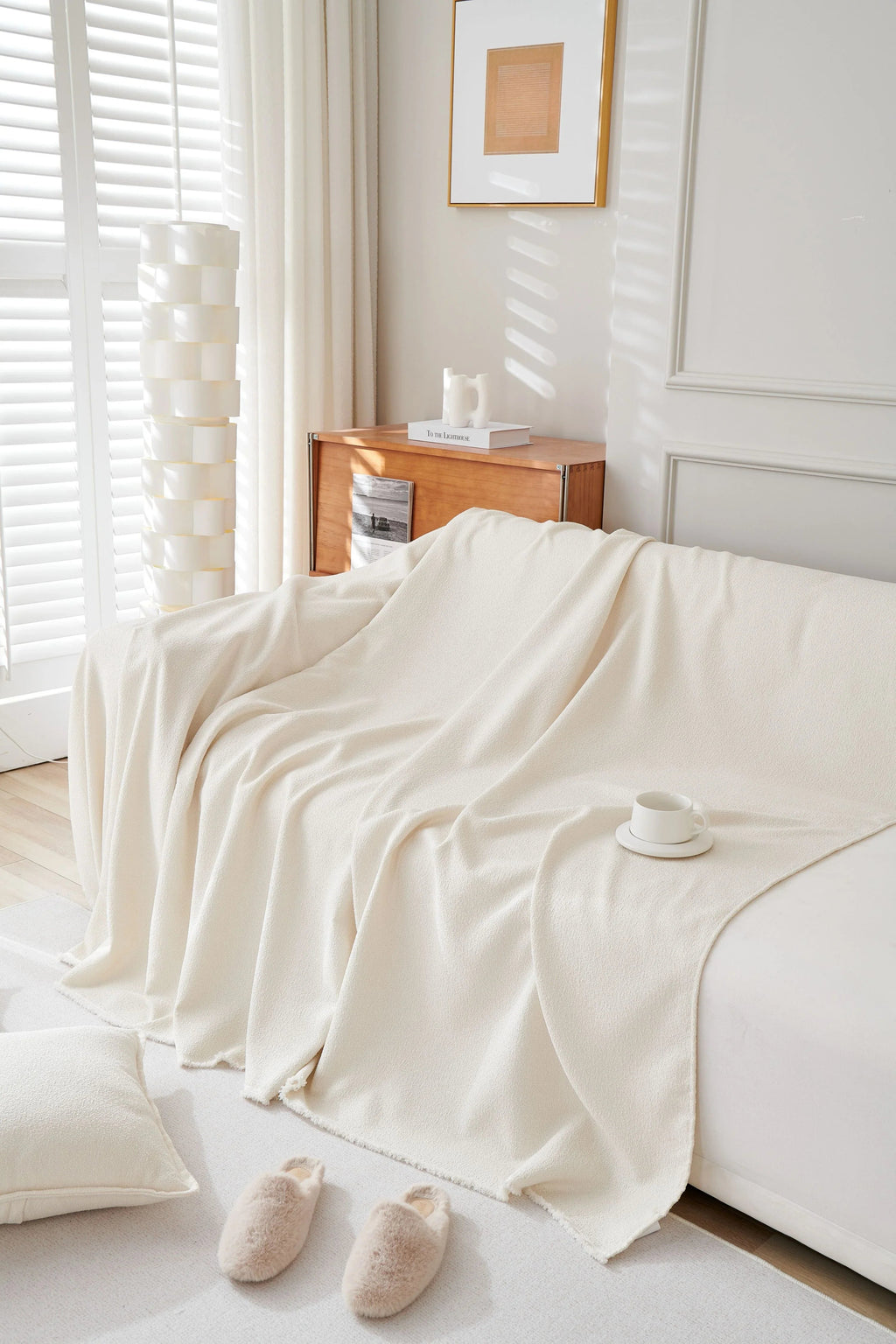 Elara Haus Mousoon Throw - Bianco Sporco