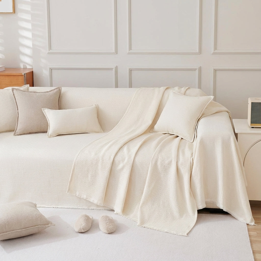 Elara Haus Mousoon Throw - Bianco Sporco