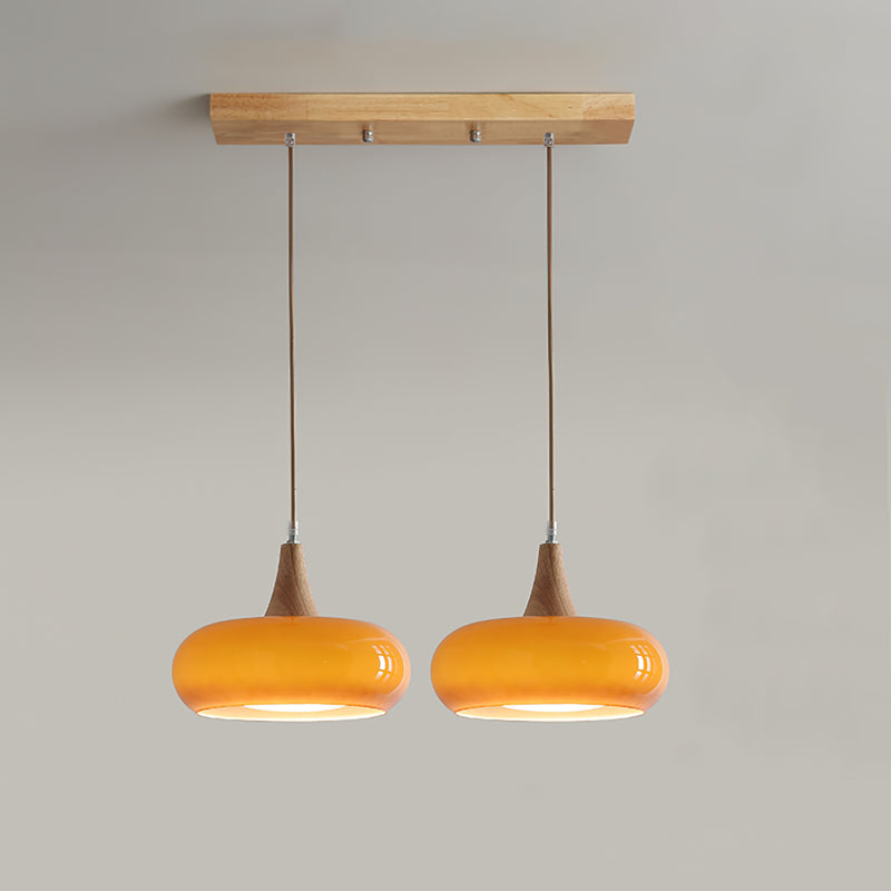 Elara Haus Nordic Glass & Wood Pendant - Luce da Pranzo Scandi