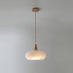 Elara Haus Nordic Glass & Wood Pendant - Luce da Pranzo Scandi