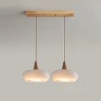 Elara Haus Nordic Glass & Wood Pendant - Luce da Pranzo Scandi