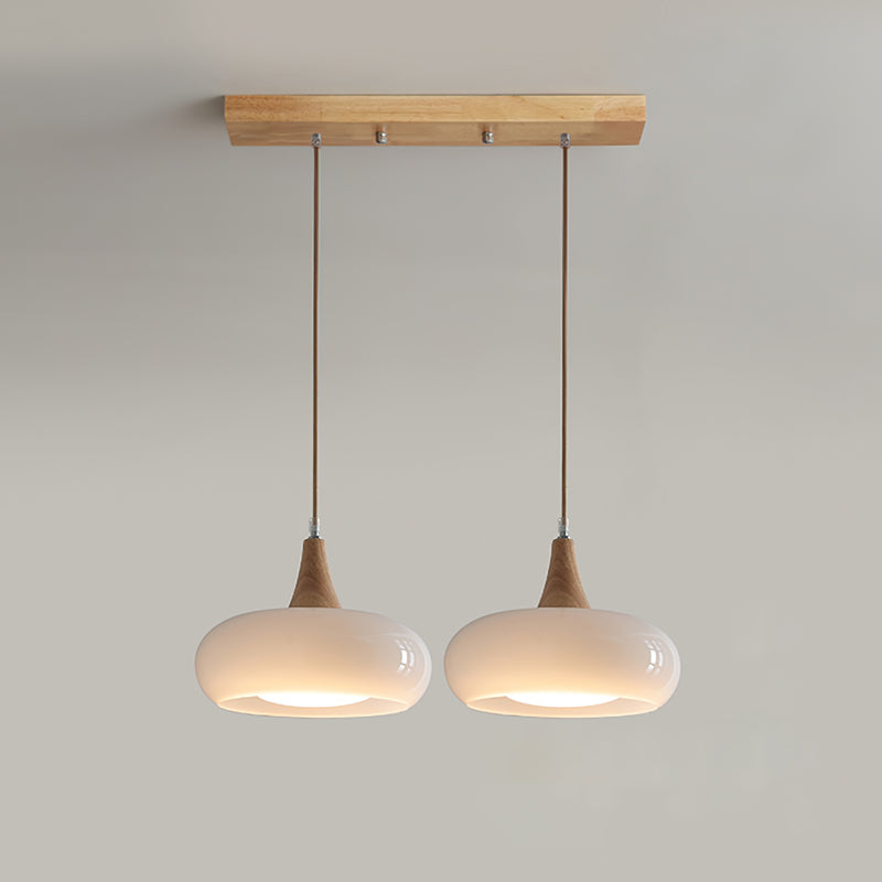 Elara Haus Nordic Glass & Wood Pendant - Luce da Pranzo Scandi