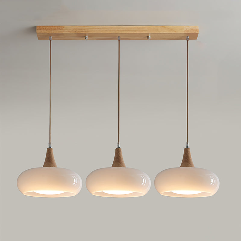 Elara Haus Nordic Glass & Wood Pendant - Luce da Pranzo Scandi