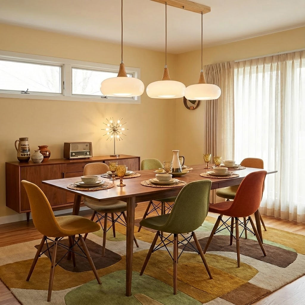 Elara Haus Nordic Glass & Wood Pendant - Luce da Pranzo Scandi