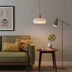 Elara Haus Nordic Glass & Wood Pendant - Luce da Pranzo Scandi