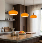Elara Haus Nordic Glass & Wood Pendant - Luce da Pranzo Scandi