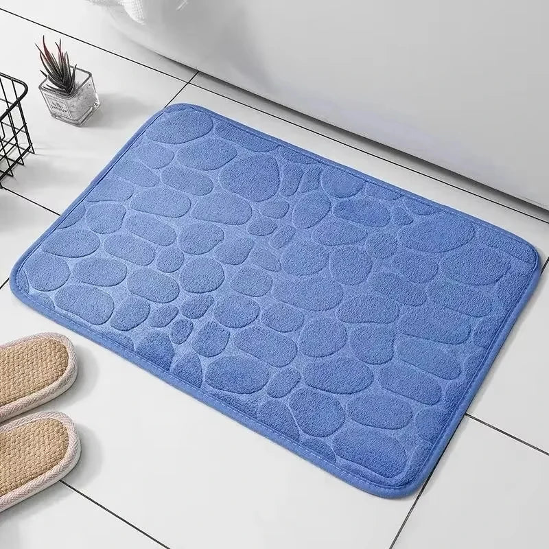 Elara Haus Tappetino da Bagno Antiscivolo in Velluto con Memoria e Texture a Ciottoli