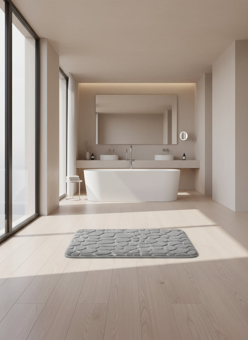 Elara Haus Tappetino da Bagno Antiscivolo in Velluto con Memoria e Texture a Ciottoli