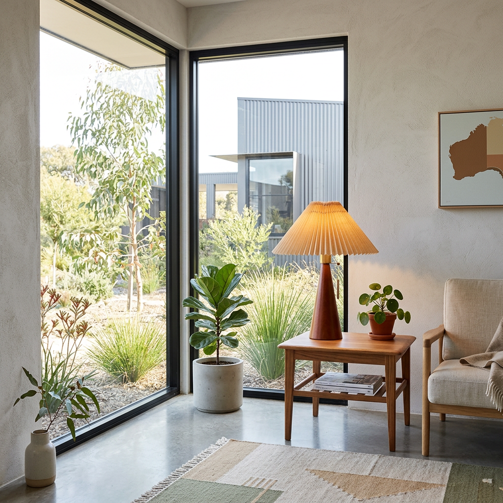 Lampada da Tavolo Elara Haus con Paralume Pieghettato e Base in Legno
