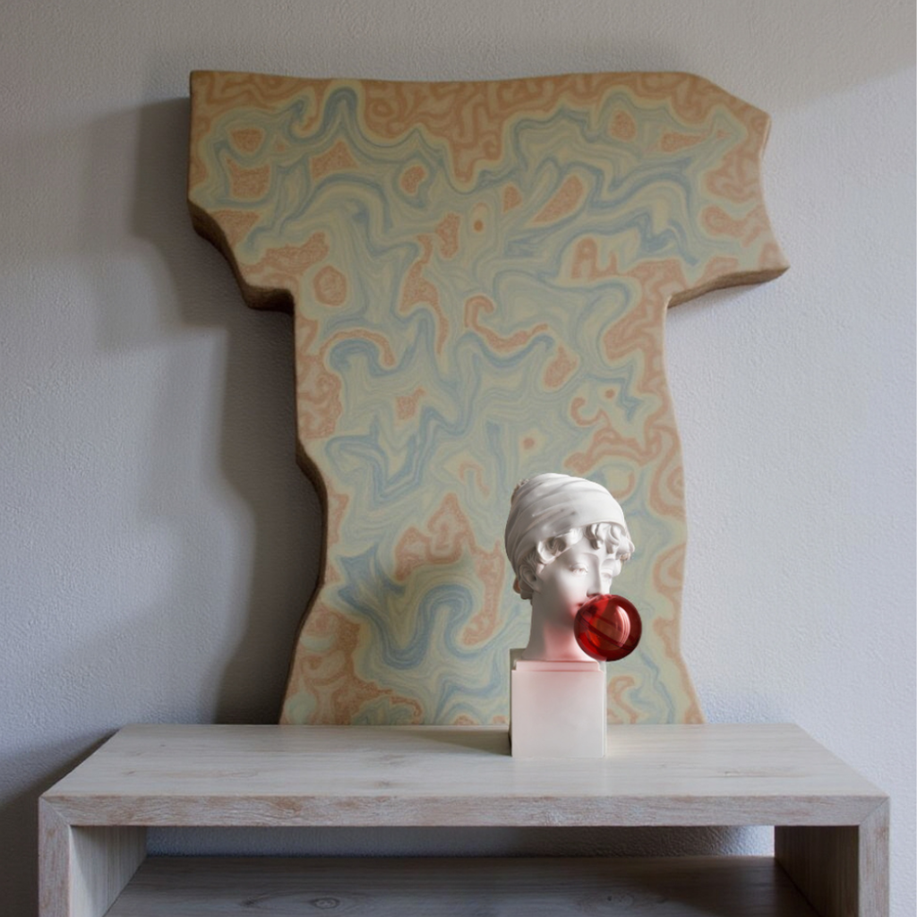 Elara Haus Pop Art David Bust con Gomma da Masticare Rosa – Scultura Classica
