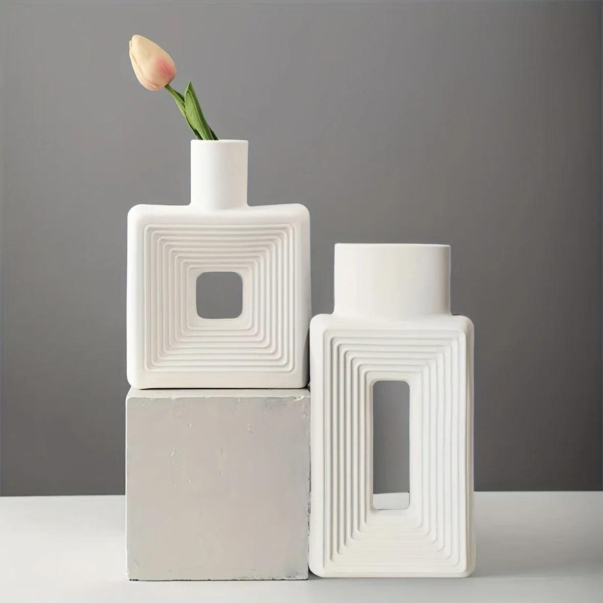 Vaso Donut Relief Elara Haus – Ceramica Scultorea Quadrata