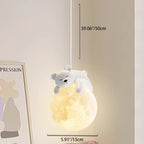 Elara Haus Lampada a Sospensione con Globo di Resina Animale a Forma di Luna