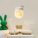 Elara Haus Lampada a Sospensione con Globo di Resina Animale a Forma di Luna