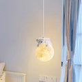 Elara Haus Lampada a Sospensione con Globo di Resina Animale a Forma di Luna
