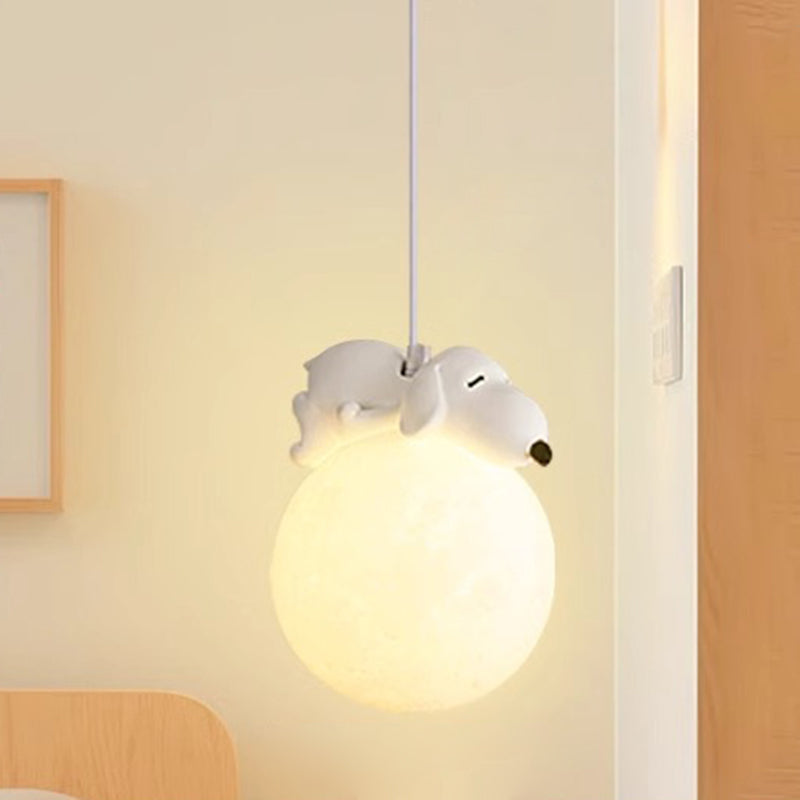 Elara Haus Lampada a Sospensione con Globo di Resina Animale a Forma di Luna