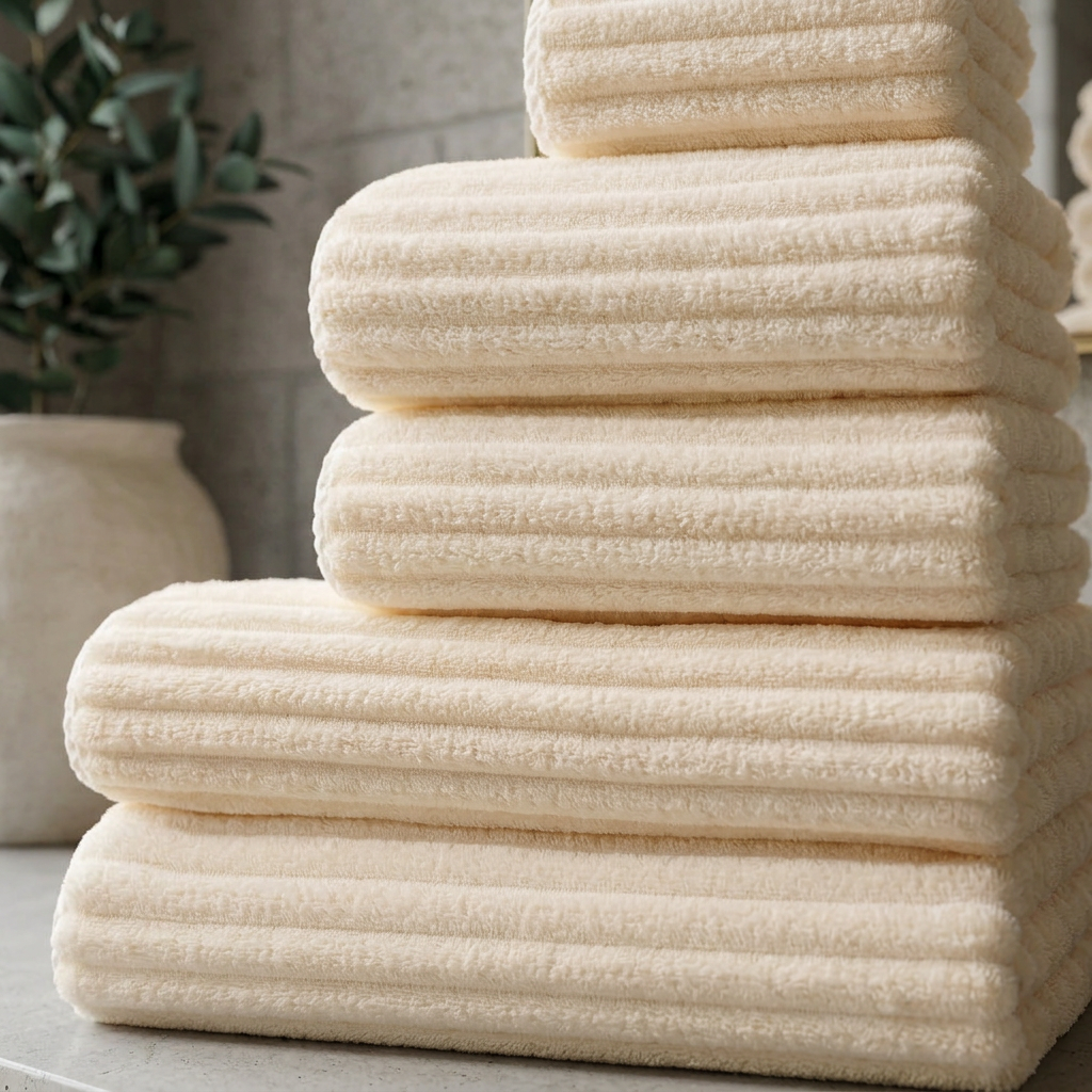 Set di Asciugamani da Bagno a Righe con Coste Elara Haus