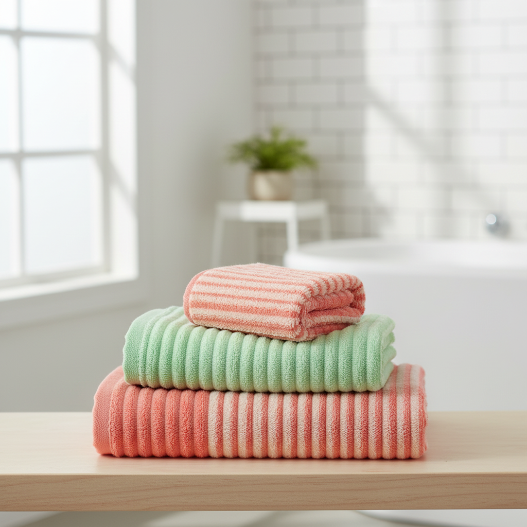 Set di Asciugamani da Bagno a Righe con Coste Elara Haus
