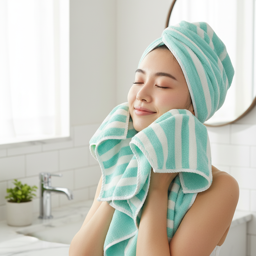 Set di Asciugamani da Bagno a Righe con Coste Elara Haus