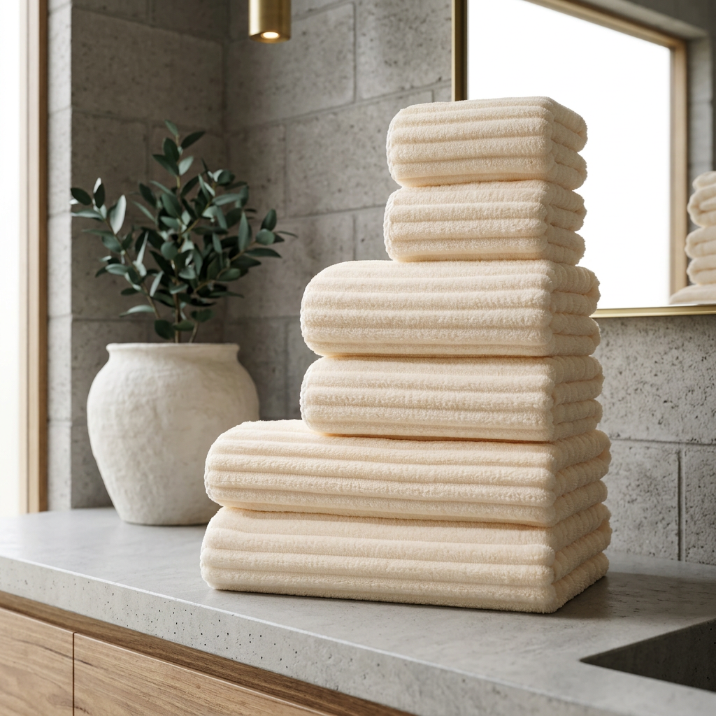 Set di Asciugamani da Bagno a Righe con Coste Elara Haus
