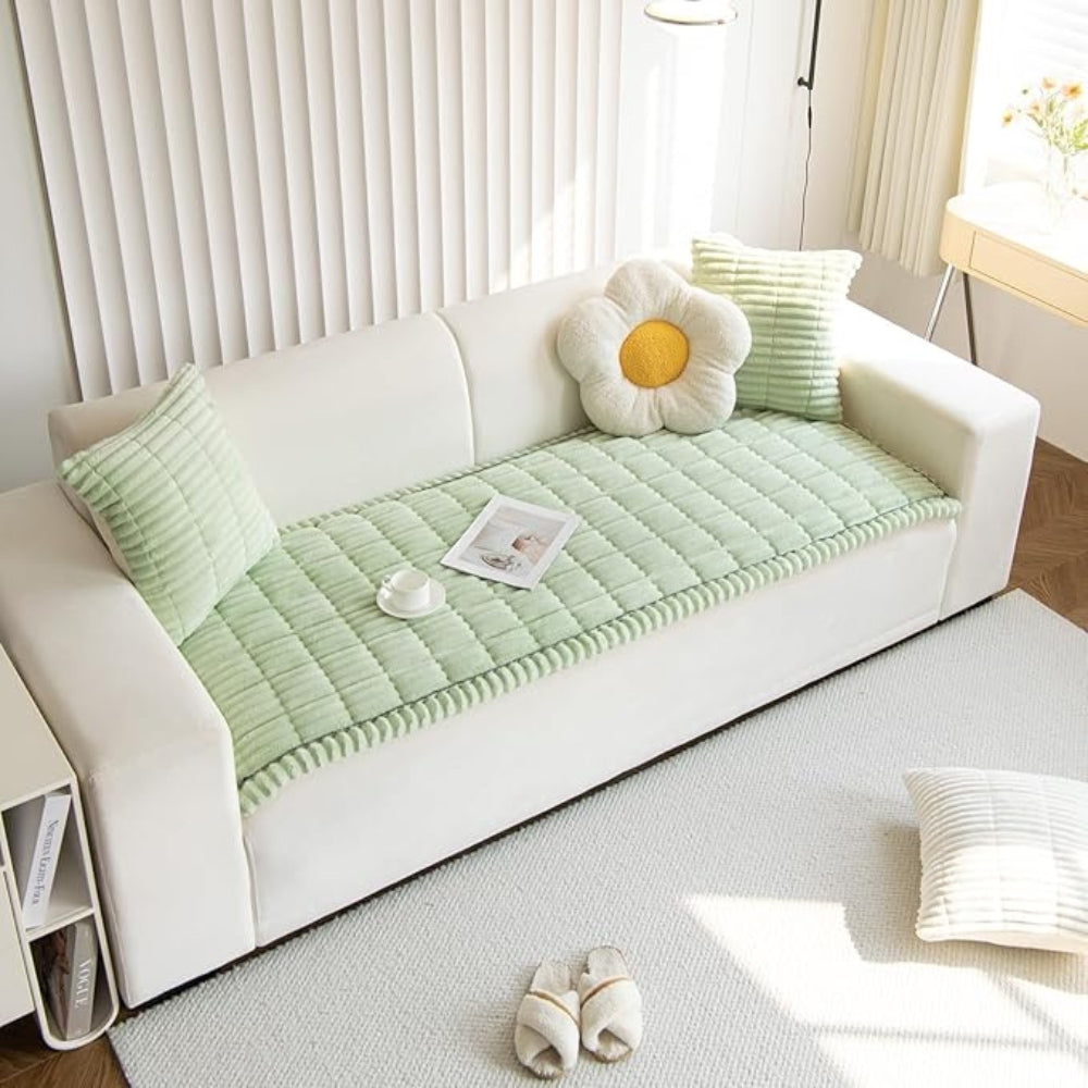 Elara Haus Coperta per Divano con Bordo Ruffle - Morbida Coperta in Pile