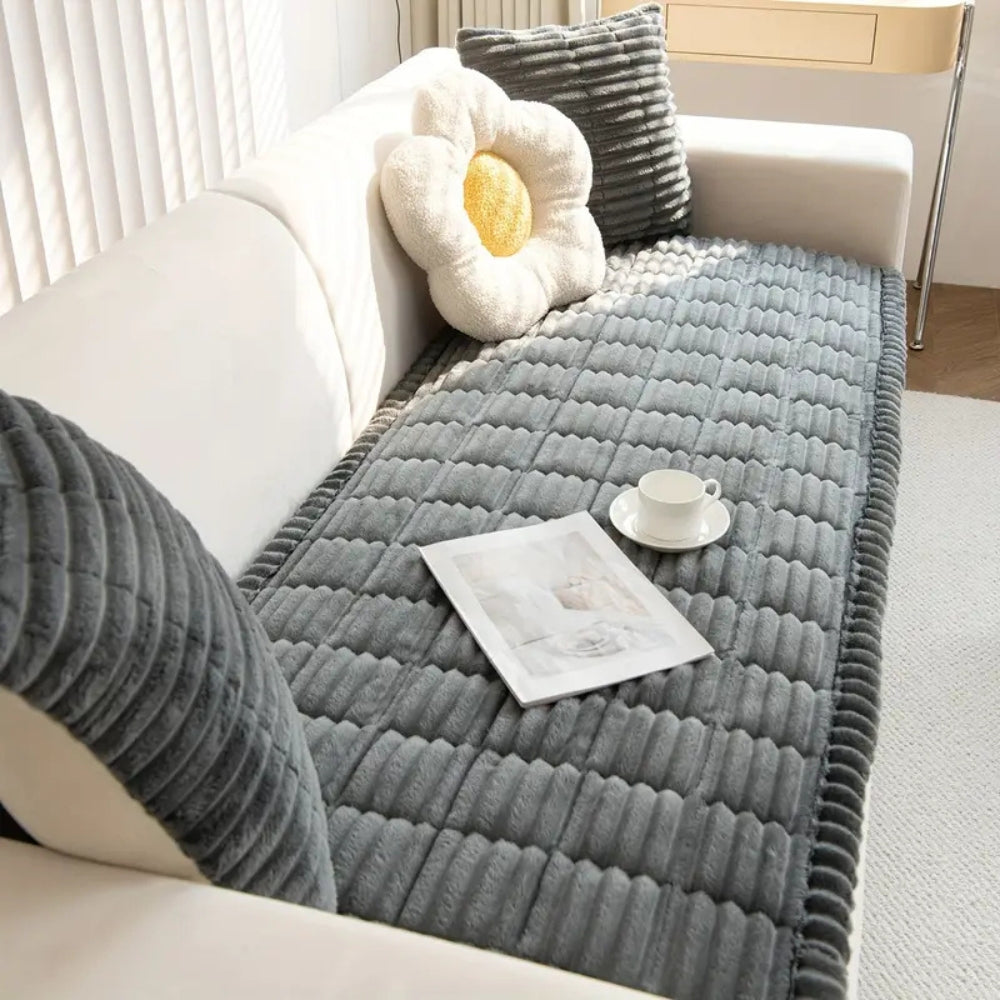 Elara Haus Coperta per Divano con Bordo Ruffle - Morbida Coperta in Pile