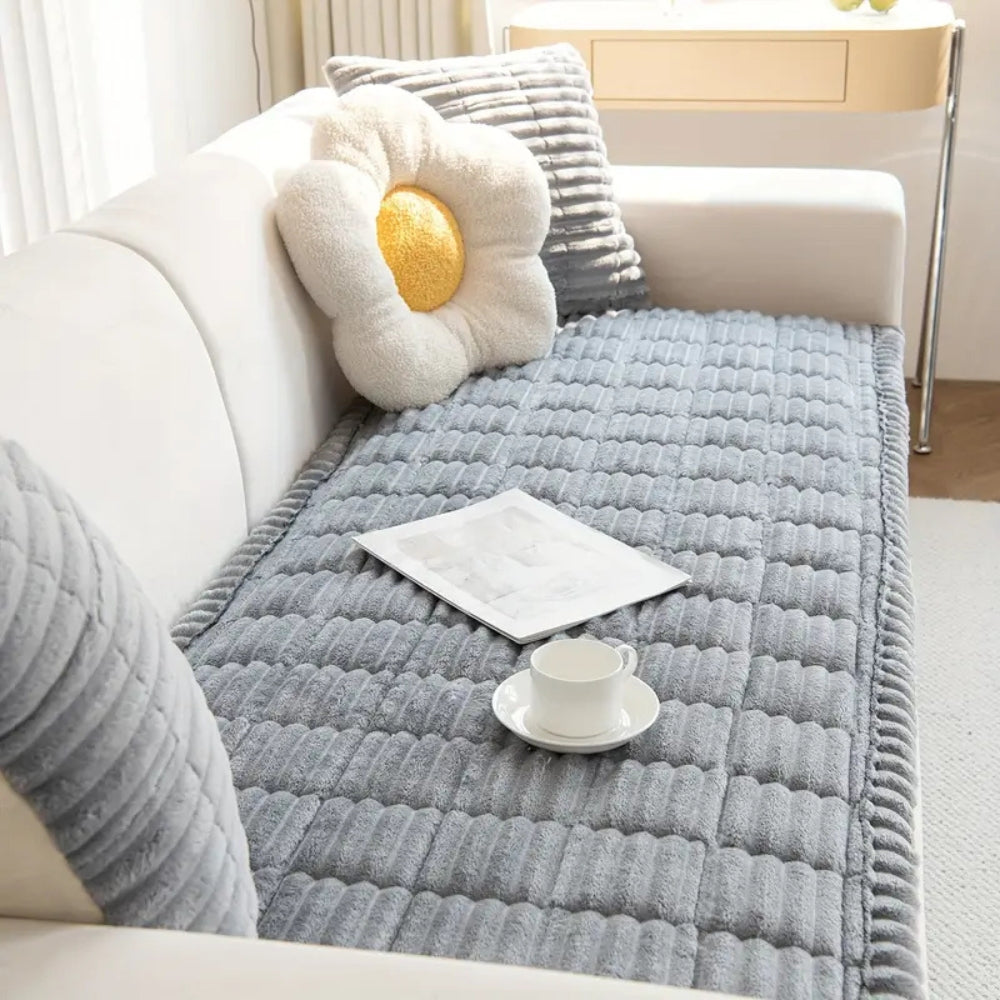 Elara Haus Coperta per Divano con Bordo Ruffle - Morbida Coperta in Pile