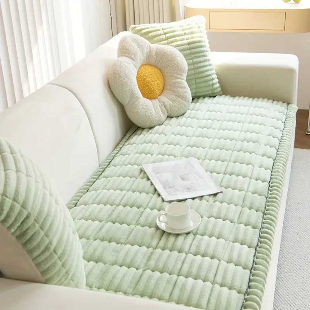 Elara Haus Coperta per Divano con Bordo Ruffle - Morbida Coperta in Pile
