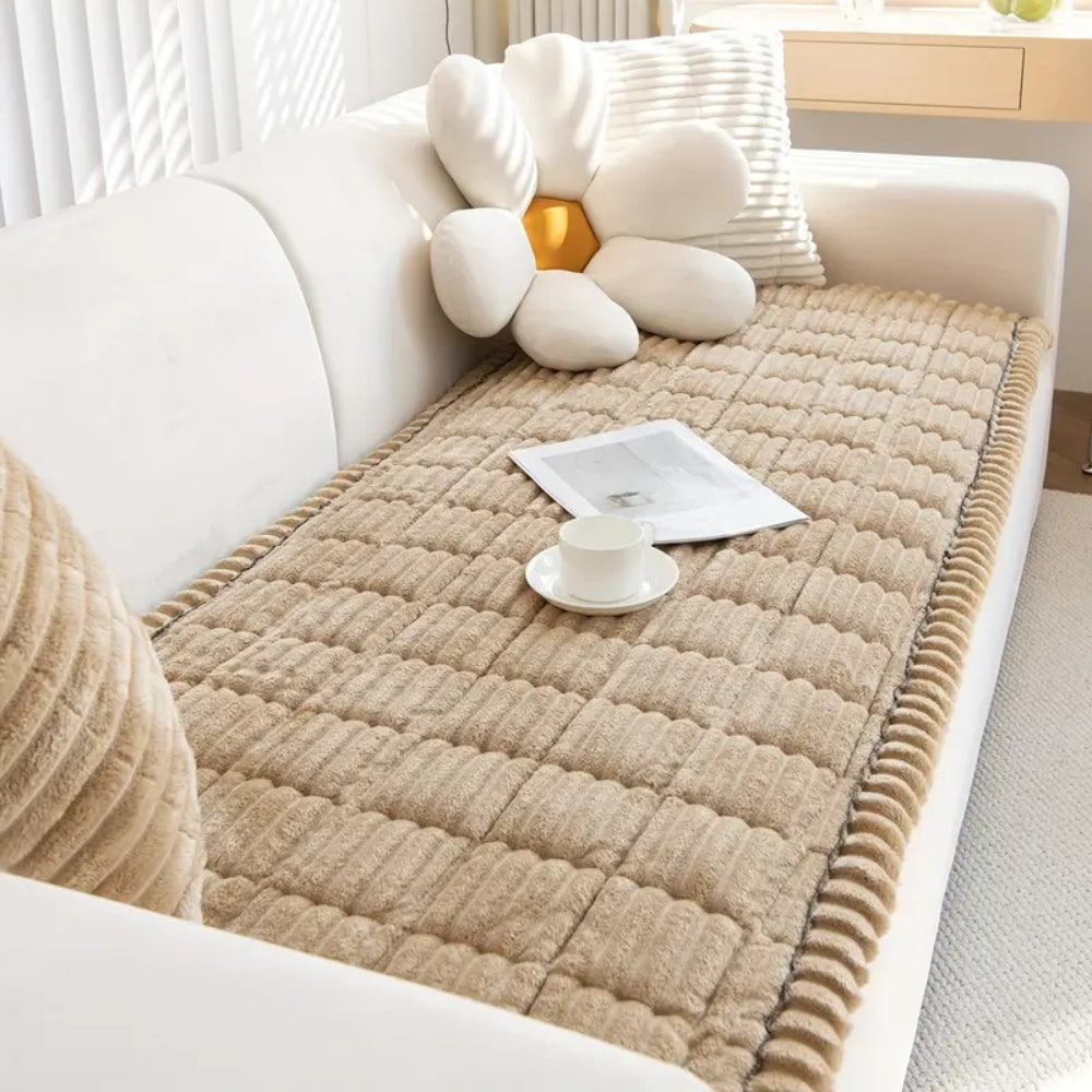 Elara Haus Coperta per Divano con Bordo Ruffle - Morbida Coperta in Pile