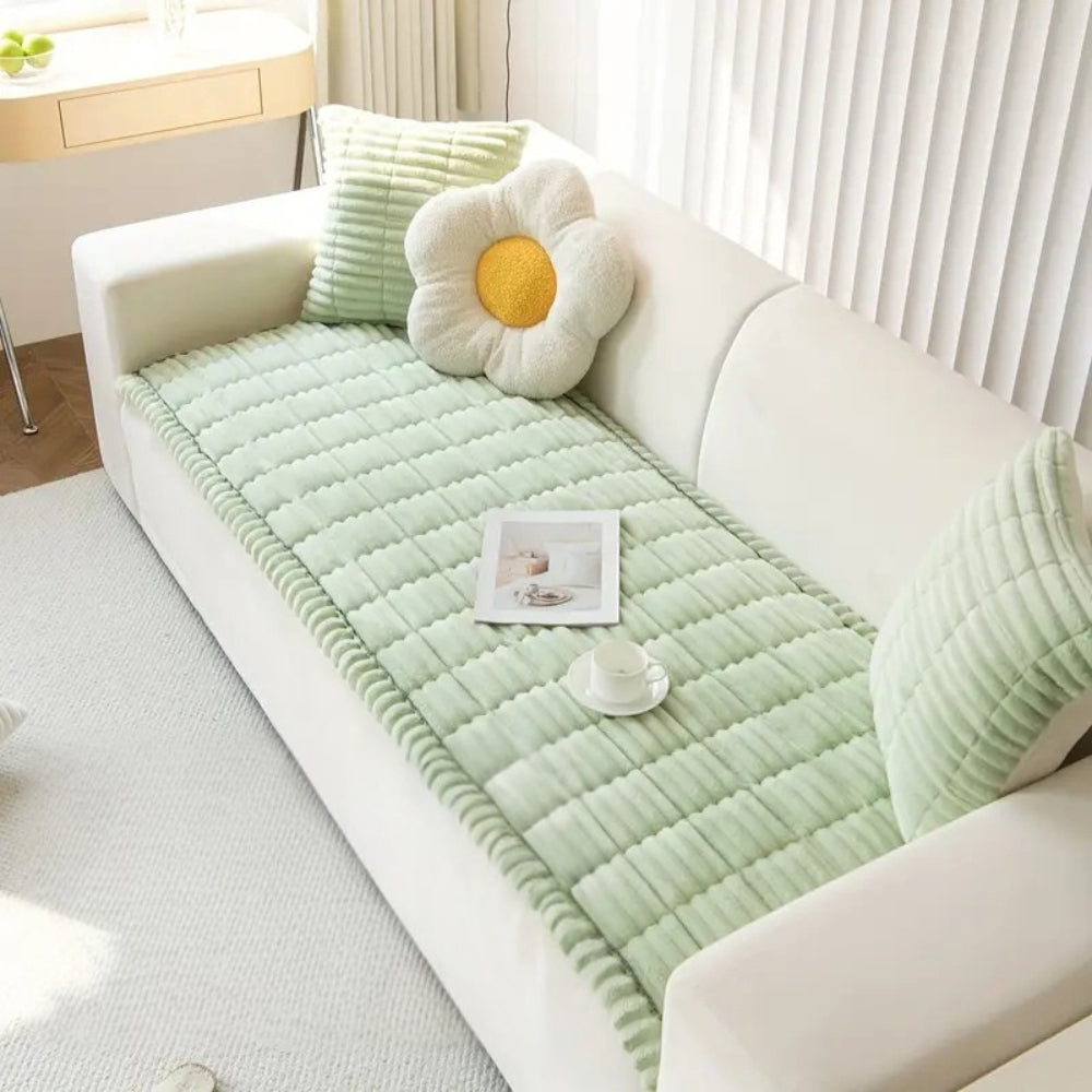 Elara Haus Coperta per Divano con Bordo Ruffle - Morbida Coperta in Pile