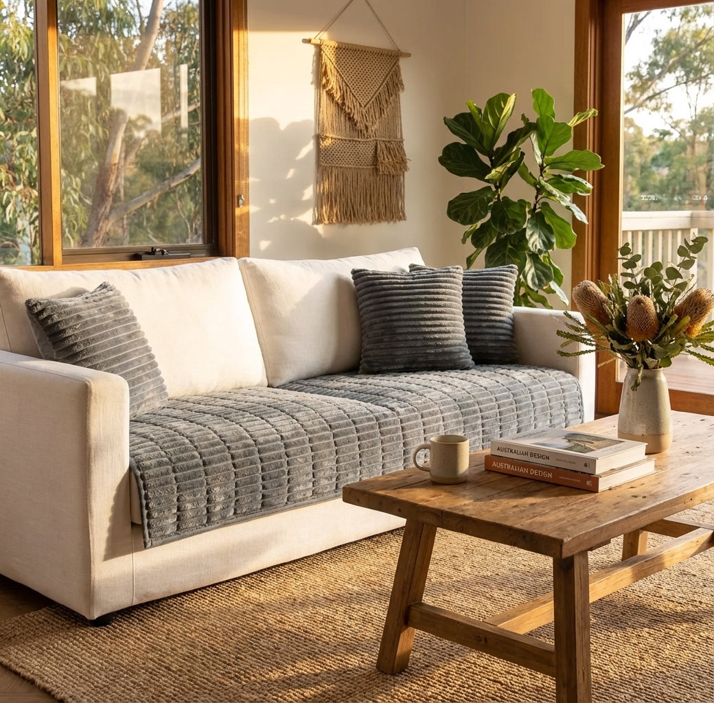 Elara Haus Coperta per Divano con Bordo Ruffle - Morbida Coperta in Pile