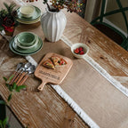 Elara Haus Scandi-Boutique Zen Burlap – Percorso Tavolo all'Uncinetto ad Alta Densità Ambientale