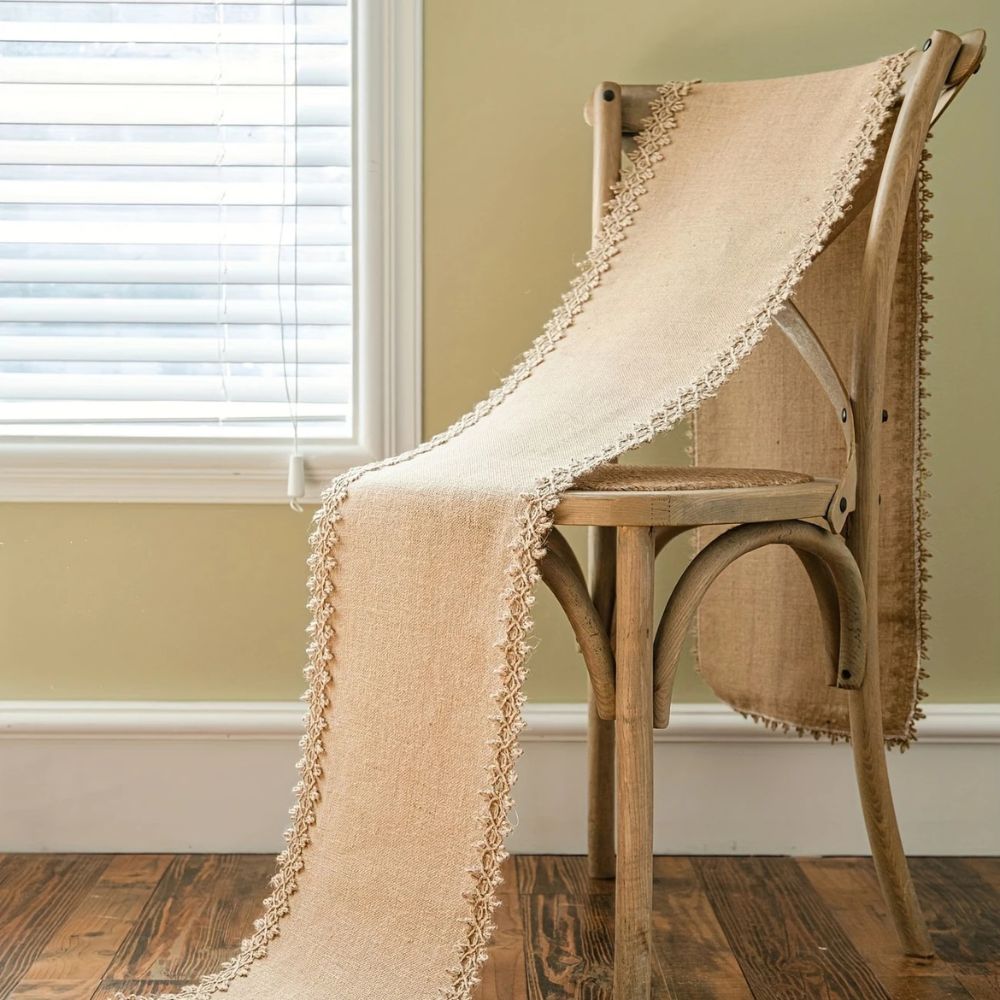 Elara Haus Scandi-Boutique Zen Burlap – Percorso Tavolo all'Uncinetto ad Alta Densità Ambientale