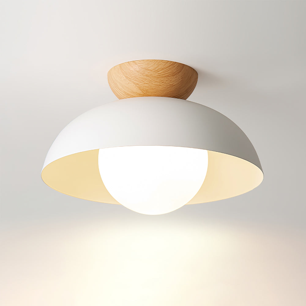 Lampada da soffitto in stile Scandi Elara Haus - Luce rotonda in metallo e vetro