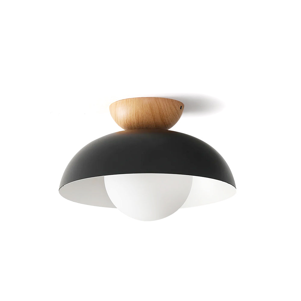 Lampada da soffitto in stile Scandi Elara Haus - Luce rotonda in metallo e vetro