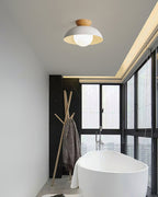Lampada da soffitto in stile Scandi Elara Haus - Luce rotonda in metallo e vetro