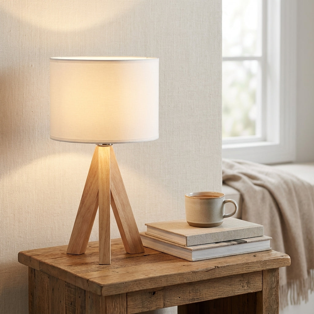 Lampada da Tavolo in Legno Scandi Elara Haus - Fissaggio Ambientale Caldo per la Camera da Letto