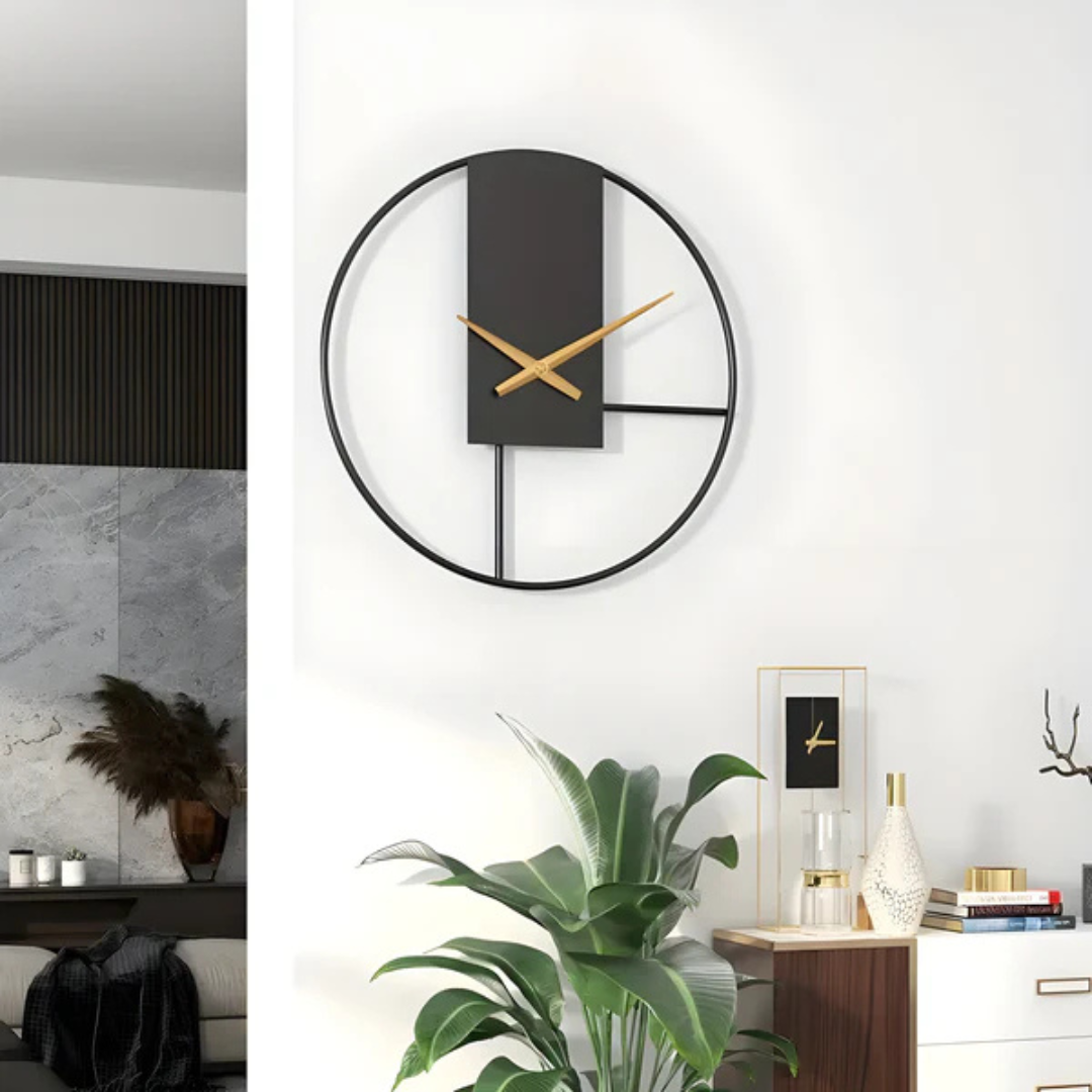 Orologio da Parete in Metallo Nero Stile Scandinavo Elara Haus